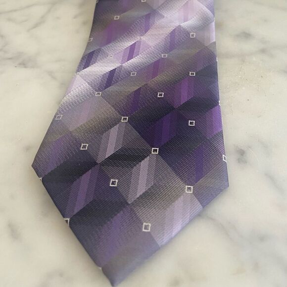 Pierre Cardin Purple Plum Bespoke Geometric Tie - Picture 10 of 14
